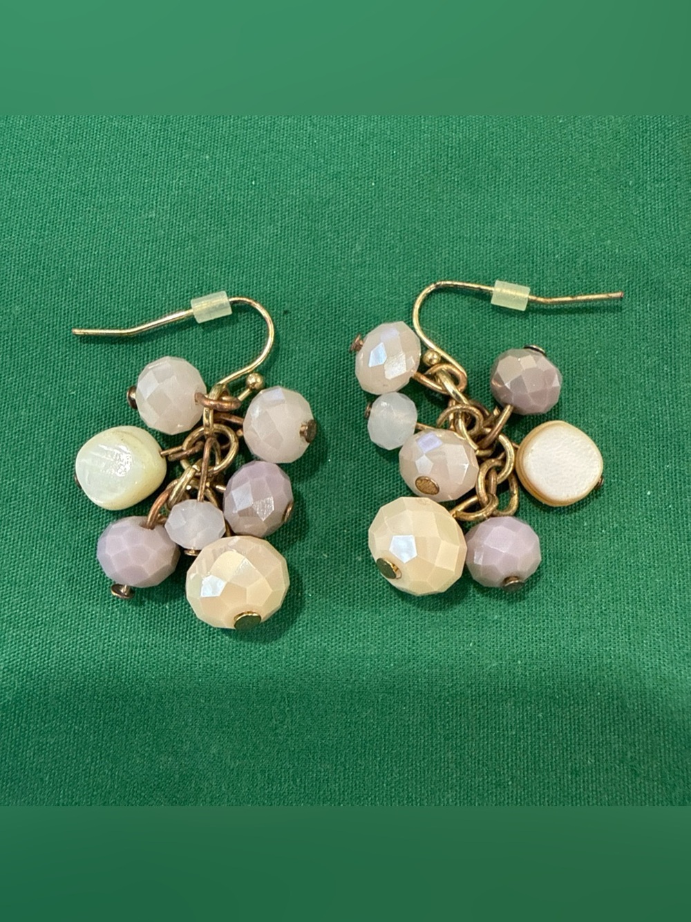 Cluster Dangle Earrings Pale Pink&Lavender Beads. 26F